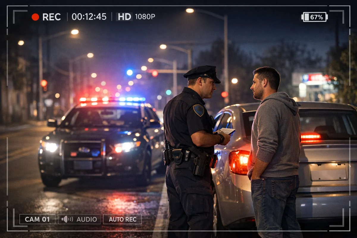 Police traffic stop scene with ARMA Alert system